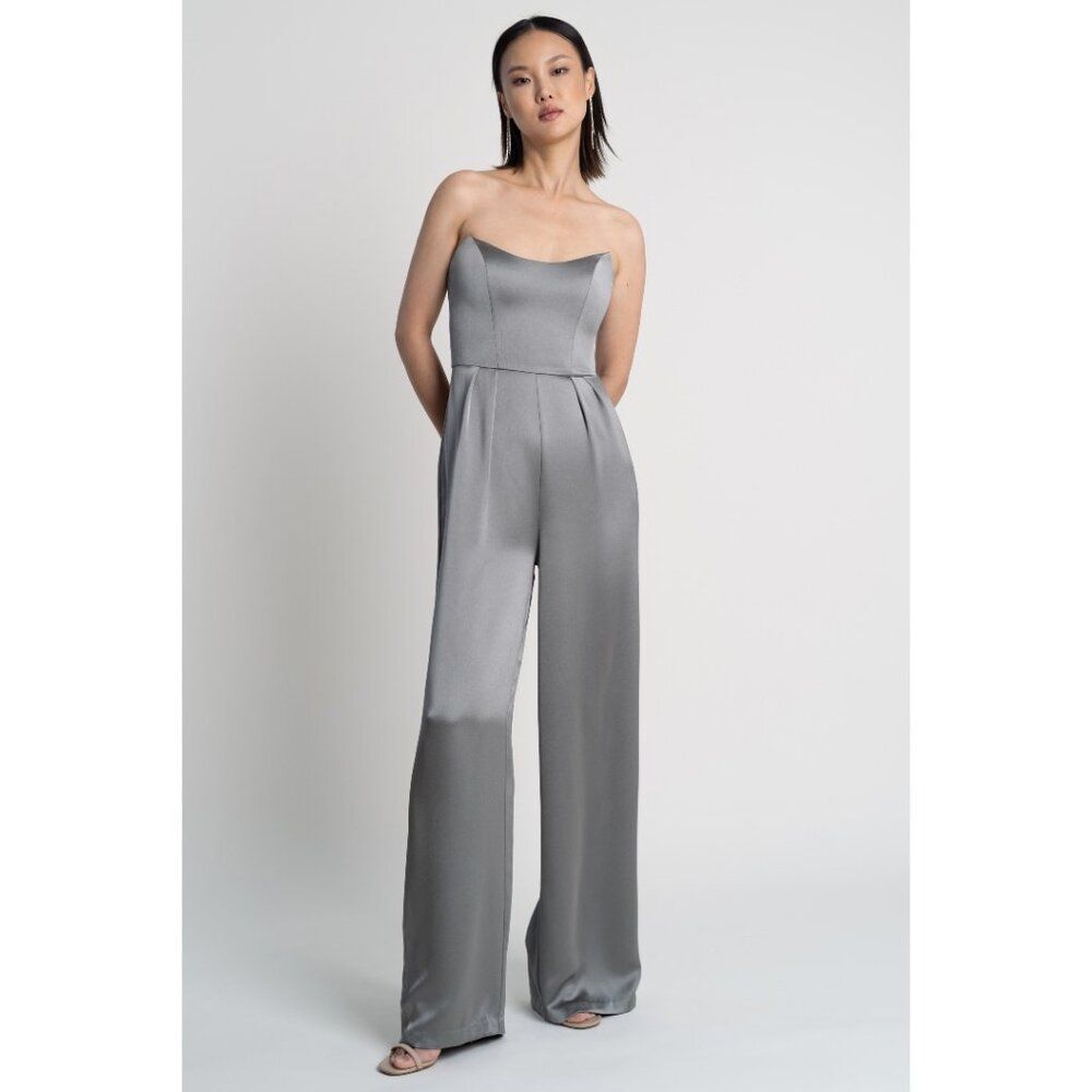 NWT Jenny Yoo Satin Jumpsuit/Pantsuit PALE GOLD (NOT PICTURED) Size 16 - Picture 5 of 7